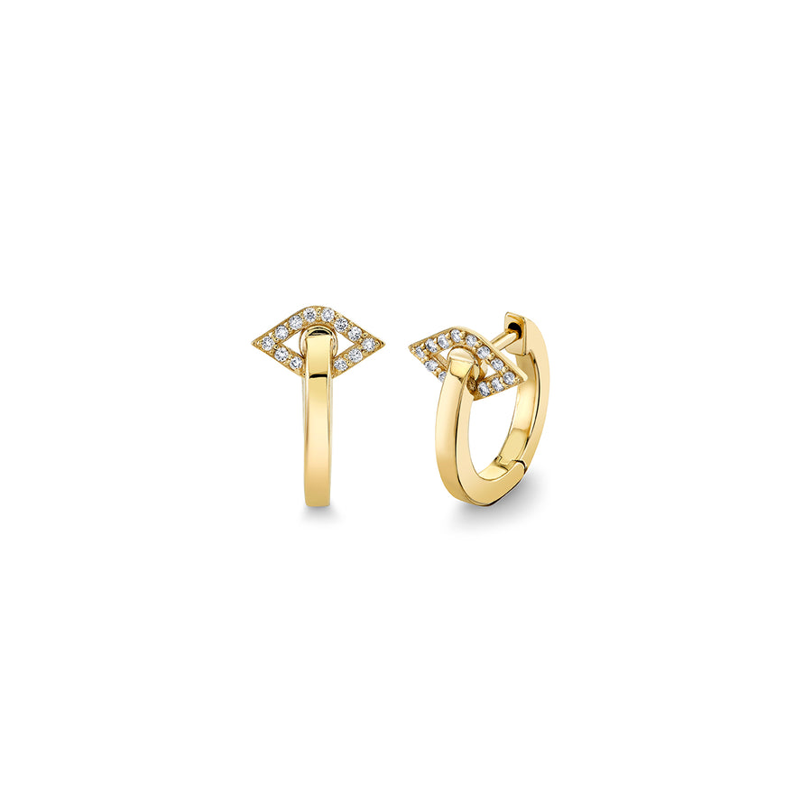 Gold & Diamond Evil Eye Post Huggie Hoops - Sydney Evan Fine Jewelry