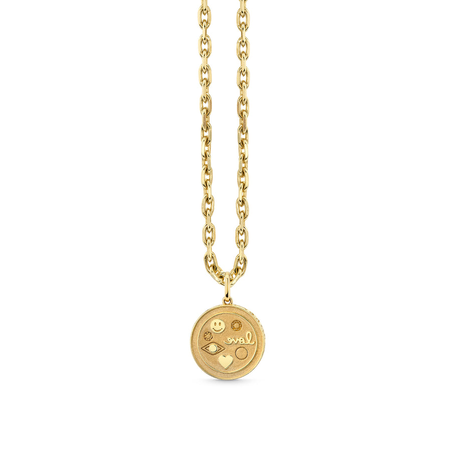 Gold & Diamond Iconography Circle Charm - Sydney Evan Fine Jewelry