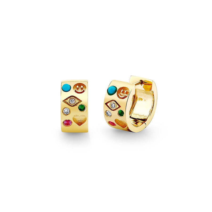 Gold & Diamond Iconography Huggie - Sydney Evan Fine Jewelry