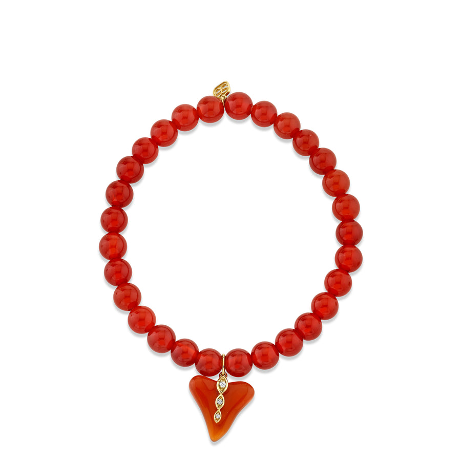 Gold & Diamond Marquise Eye Carved Stone Shark Tooth on Carnelian - Sydney Evan Fine Jewelry