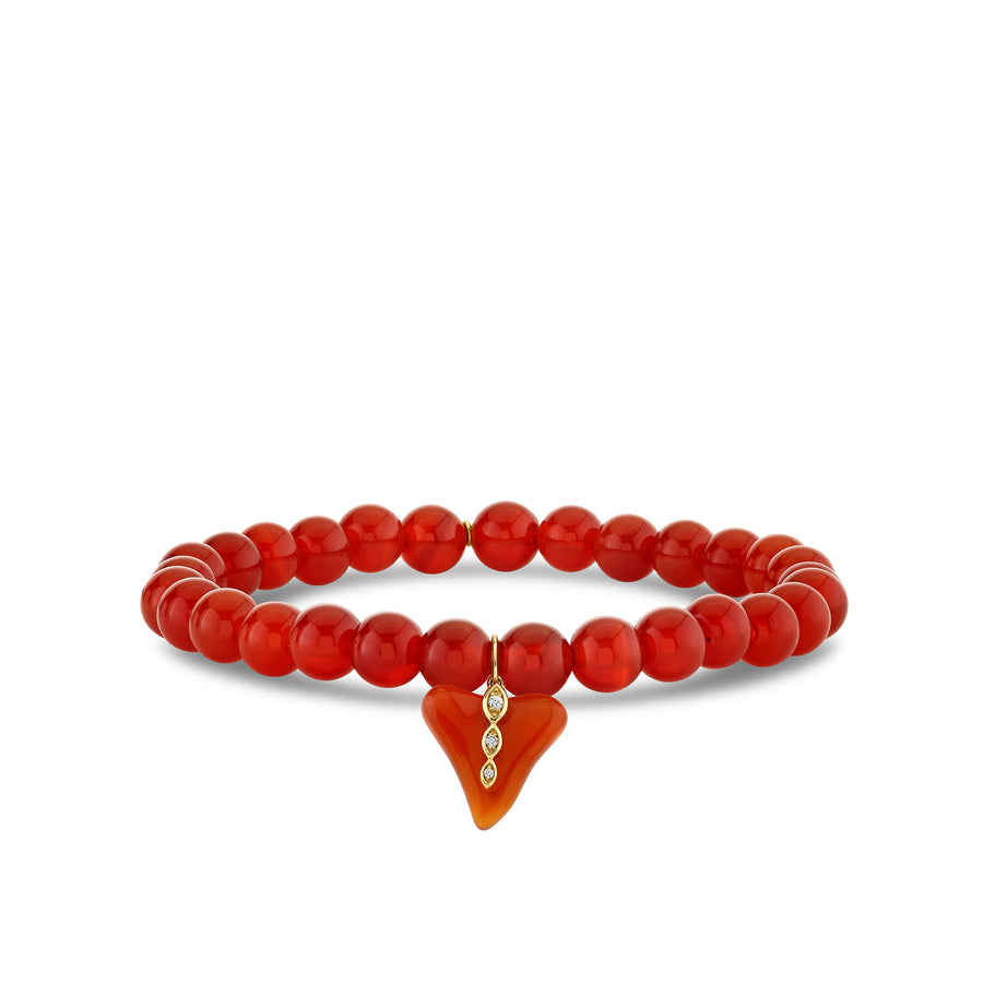 Gold & Diamond Marquise Eye Carved Stone Shark Tooth on Carnelian - Sydney Evan Fine Jewelry