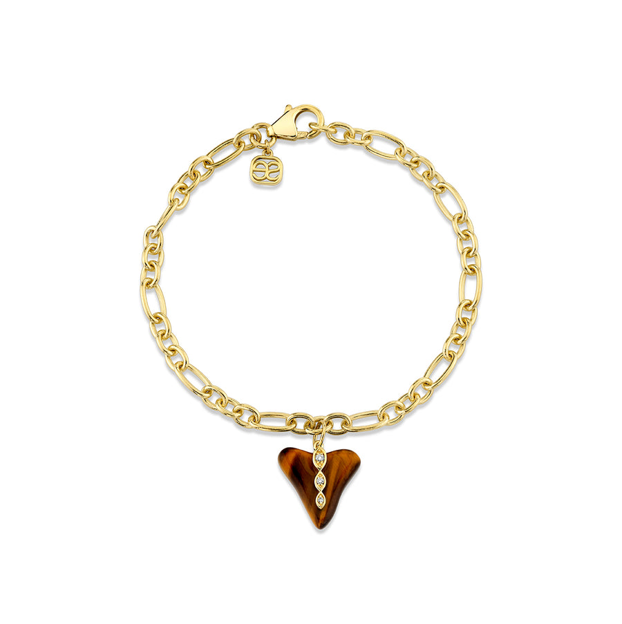 Gold & Diamond Marquise Eye Carved Stone Shark Tooth Bracelet - Sydney Evan Fine Jewelry