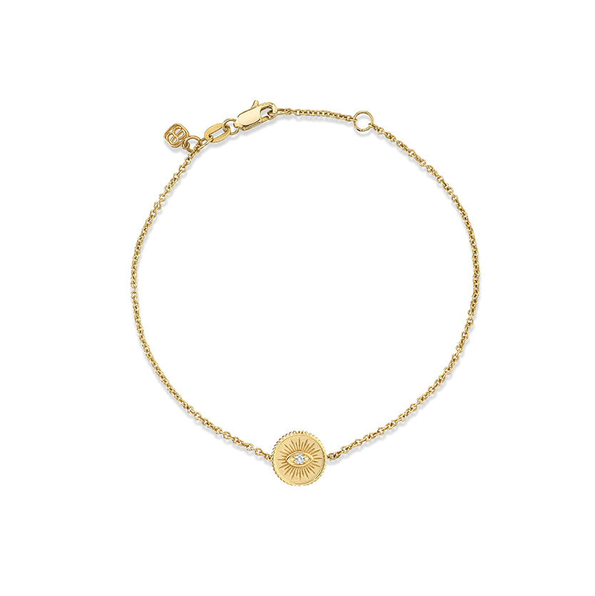 Gold & Diamond Marquise Eye Coin Bracelet - Sydney Evan Fine Jewelry