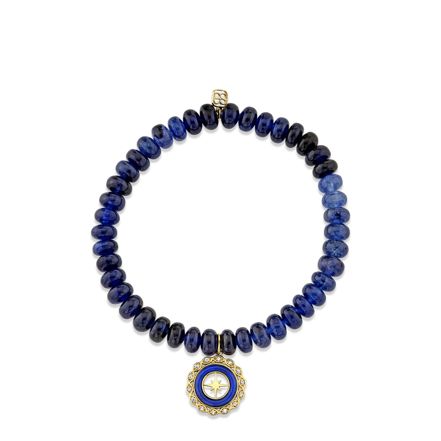 Gold, Diamond & Lapis Small Starburst Stone Charm on Blue Sapphire - Sydney Evan Fine Jewelry