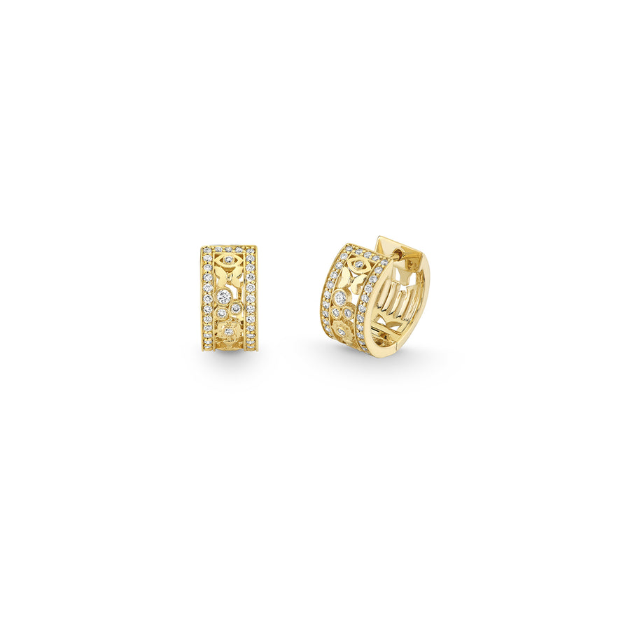 Gold & Diamond Wicked Small Pave Icon Huggie Hoop Earring - Sydney Evan Fine Jewelry