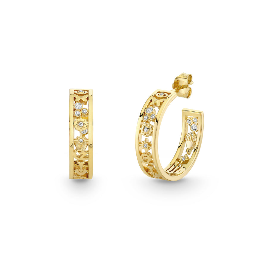 Gold & Diamond Wicked Medium Icon Hoops - Sydney Evan Fine Jewelry