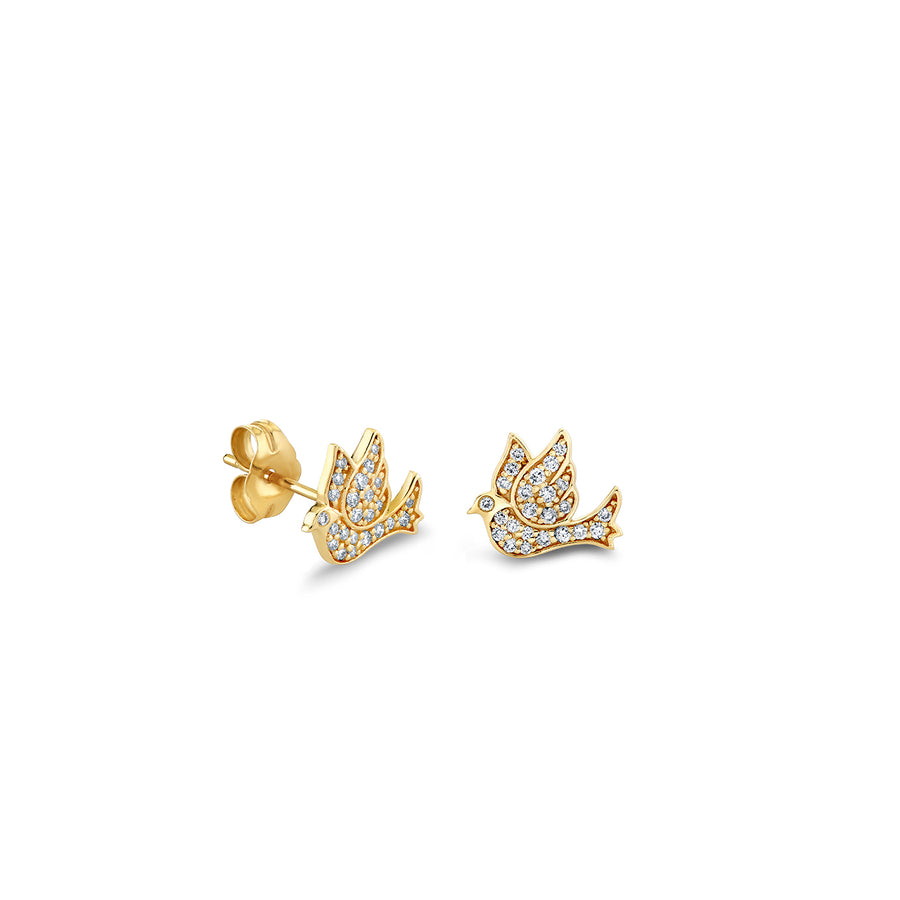 Gold & Diamond Pave Dove Stud - Sydney Evan Fine Jewelry