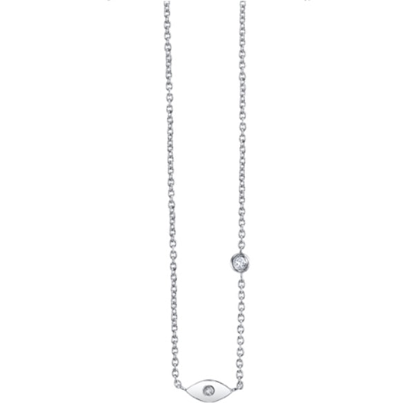 Gold Plated Sterling Silver Evil Eye Necklace with Bezel Set Diamond - Sydney Evan Fine Jewelry