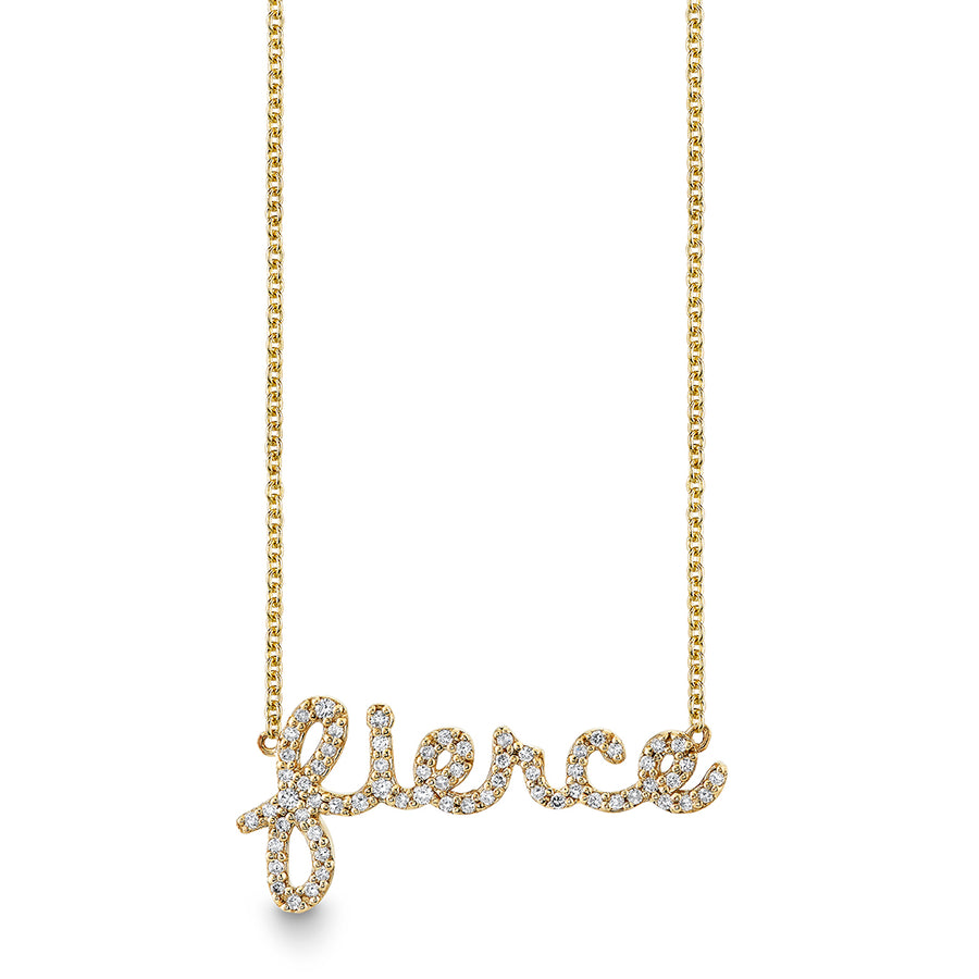 Gold & Diamond Small Fierce Script Necklace - Sydney Evan Fine Jewelry