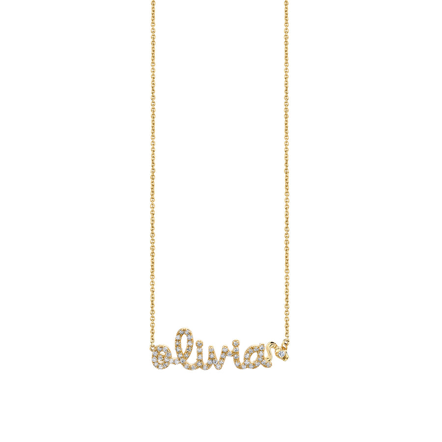 Gold & Diamond Small Custom Script Aquarius Zodiac Necklace - Sydney Evan Fine Jewelry