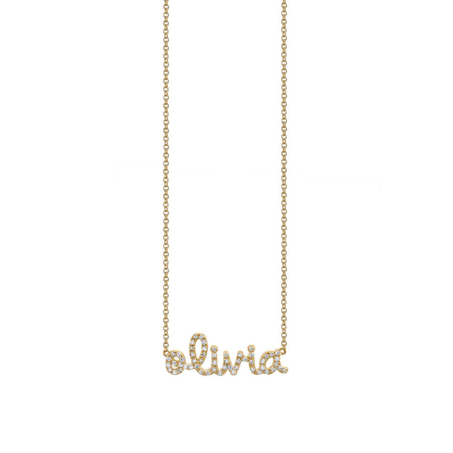 Gold & Diamond Small Custom Script Necklace - Sydney Evan Fine Jewelry