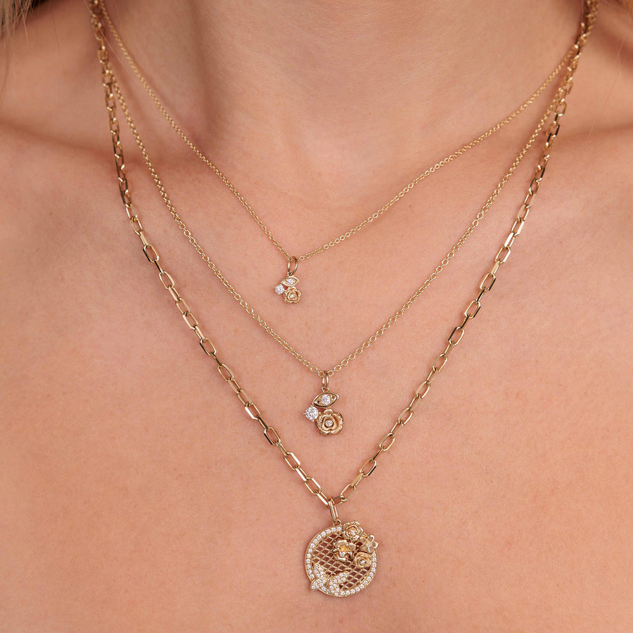 Gold & Diamond Large Marquise Eye Rose Charm - Sydney Evan Fine Jewelry