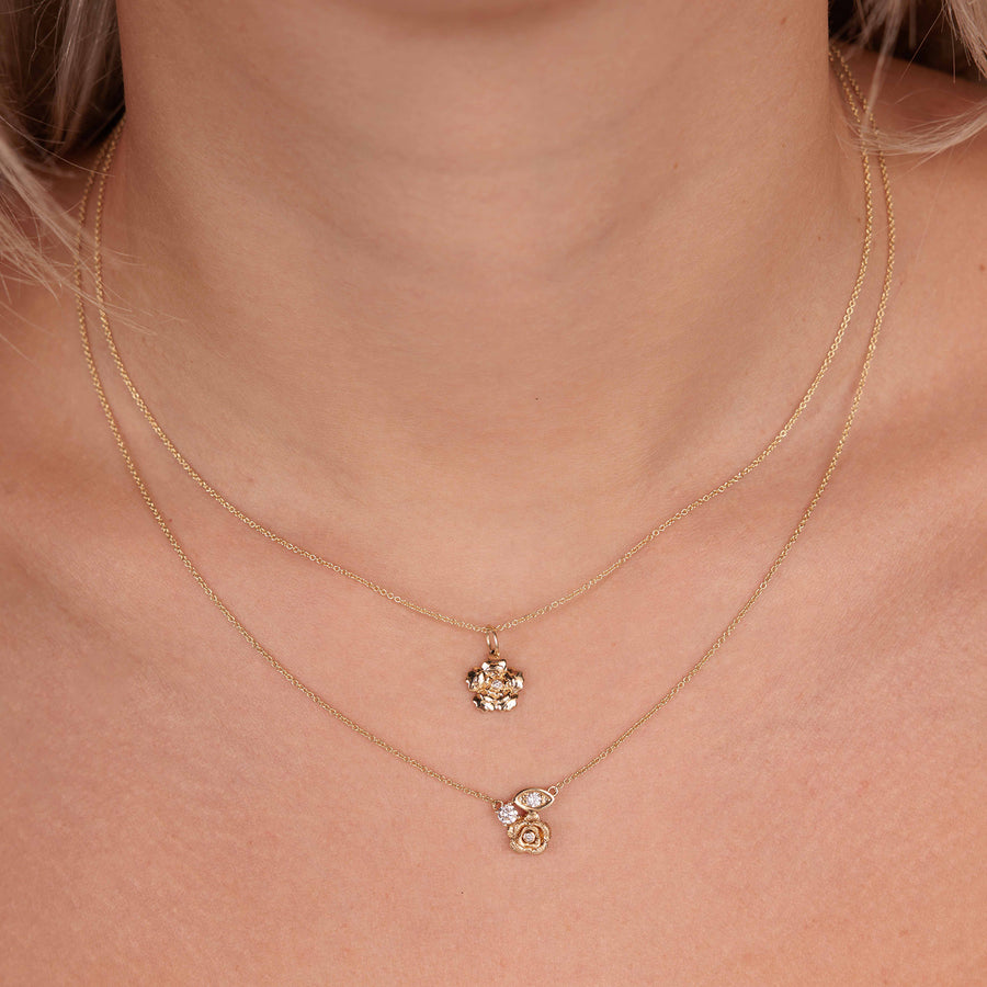 Gold & Diamond Large Marquise Eye Rose Necklace - Sydney Evan Fine Jewelry