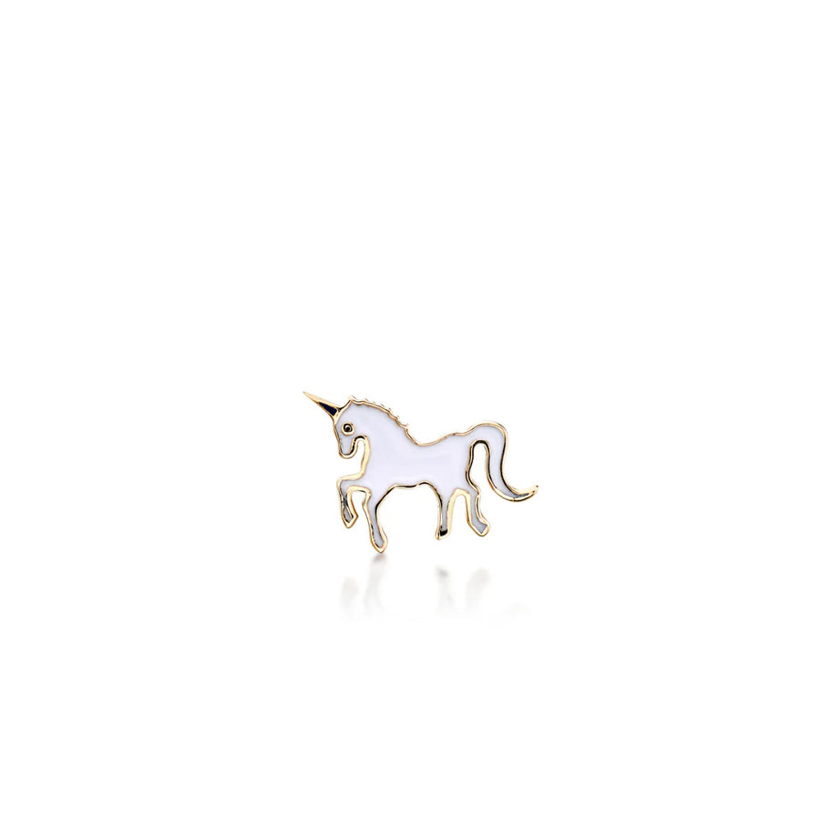 Kids Collection Gold Enamel Unicorn Earrings - Sydney Evan Fine Jewelry