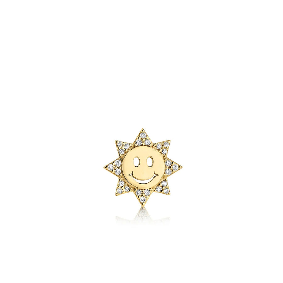 Gold & Diamond Happy Face Sun Stud - Sydney Evan Fine Jewelry