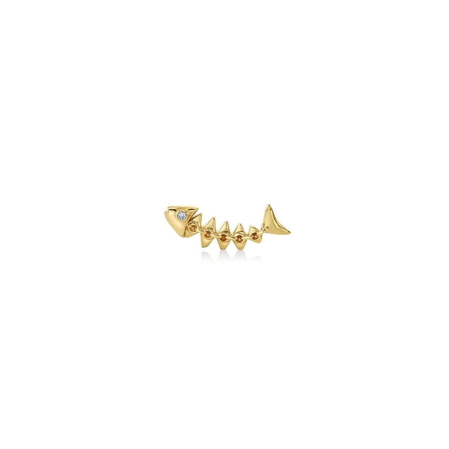 Gold & Diamond Fishbone Stud - Sydney Evan Fine Jewelry