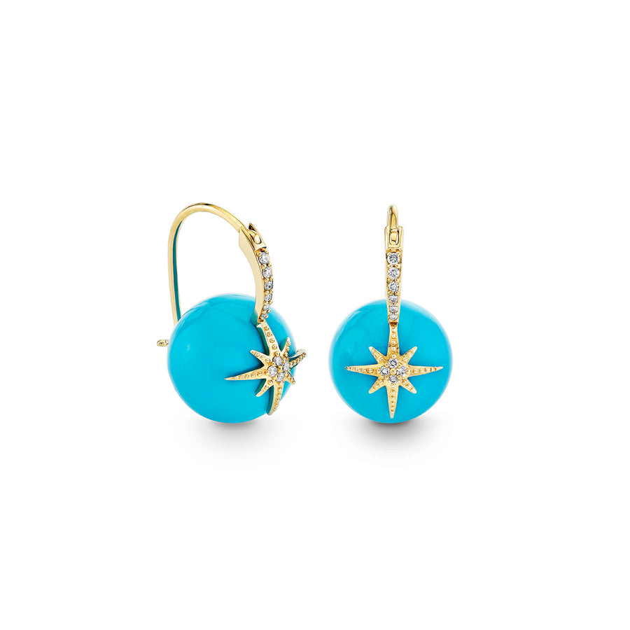 Gold & Diamond Starburst Turquoise Earrings - Sydney Evan Fine Jewelry