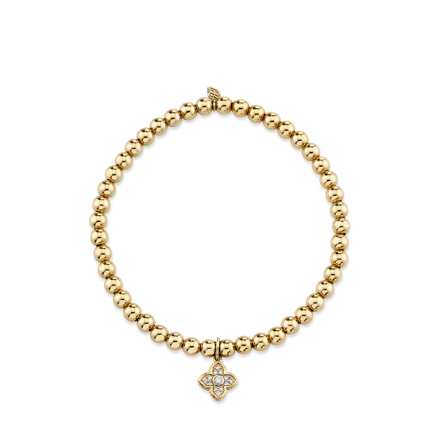 Gold & Diamond Mini Moroccan Flower on Gold Beads - Sydney Evan Fine Jewelry