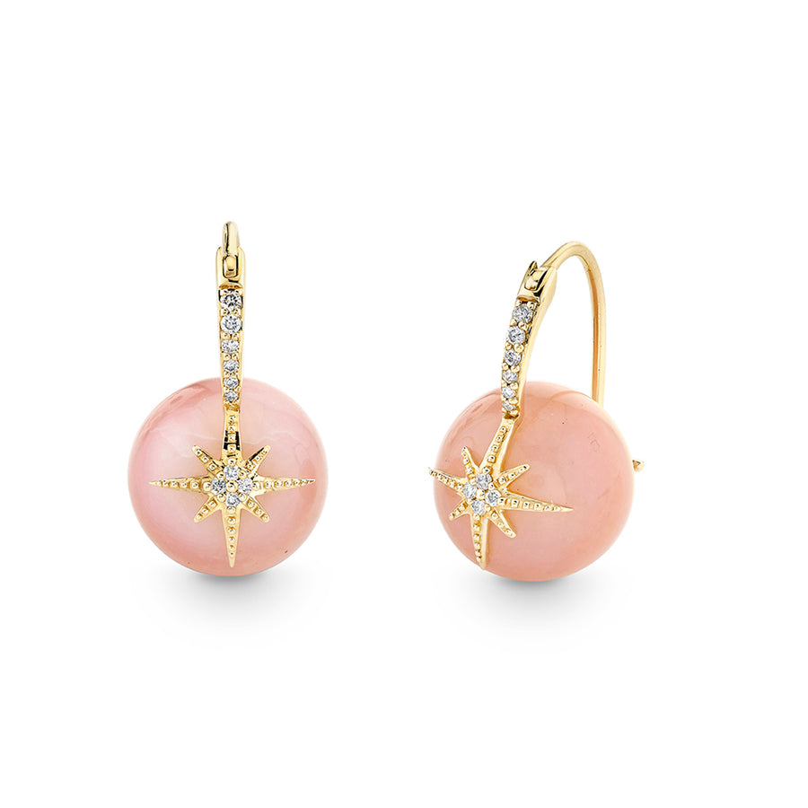 Gold & Diamond Starburst Pink Opal Earrings - Sydney Evan Fine Jewelry