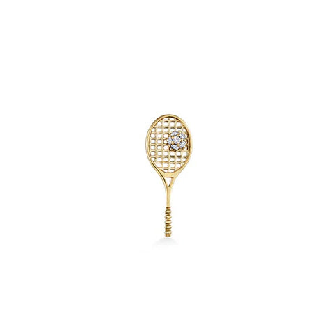 Gold & Diamond Tennis Racquet Stud - Sydney Evan Fine Jewelry