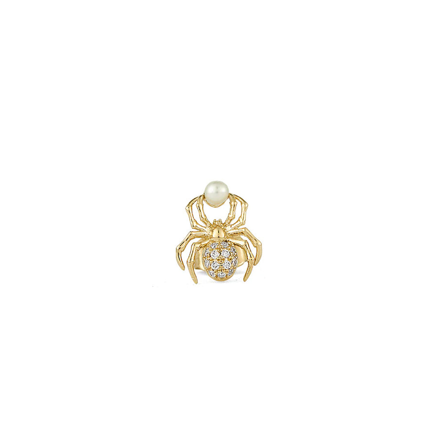 Gold & Diamond Spider Pearl Stud - Sydney Evan Fine Jewelry