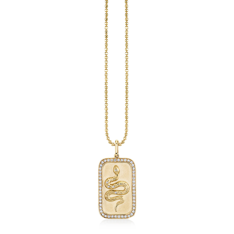 Gold & Diamond Rectangle Snake Charm - Sydney Evan Fine Jewelry