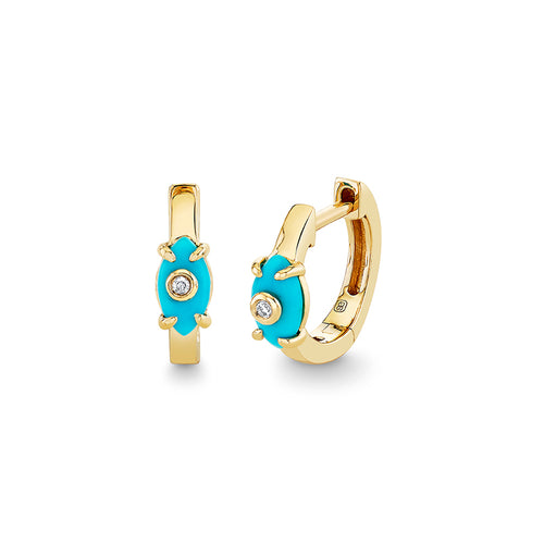 Sydney Evan Gold & Diamond Bezel Huggies