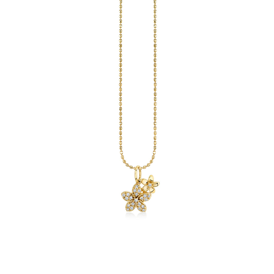 Gold & Diamond Small Double Plumeria Charm - Sydney Evan Fine Jewelry