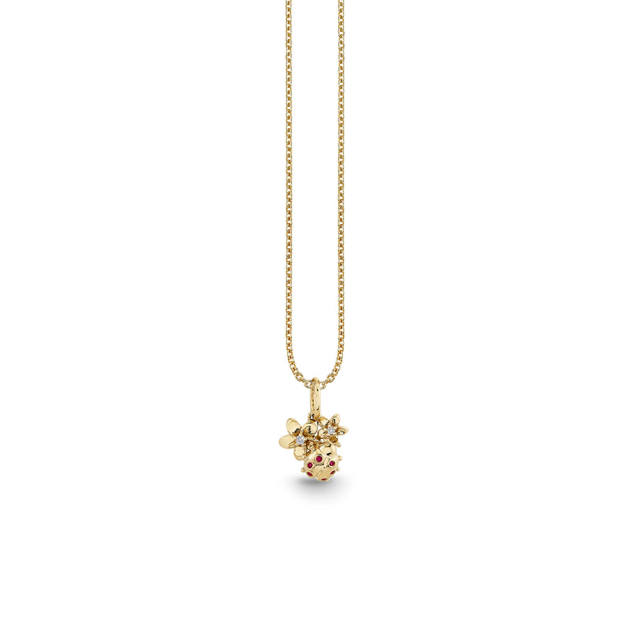 Gold & Diamond Small Plumeria Ladybug Cluster Charm - Sydney Evan Fine Jewelry