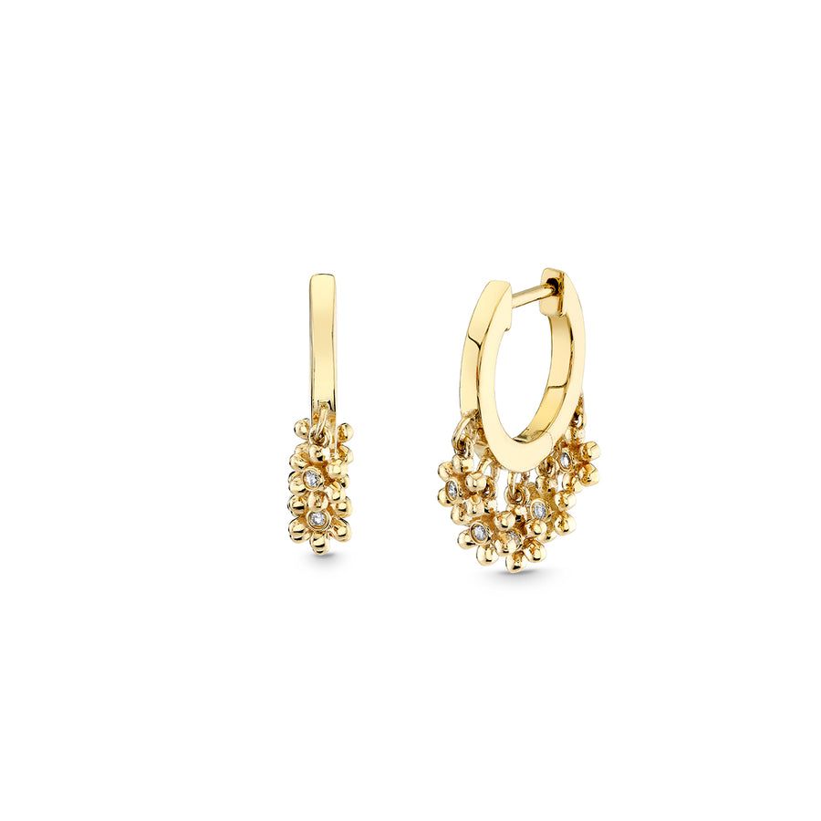 Gold & Diamond Tiny Daisy Drop Huggie Hoops - Sydney Evan Fine Jewelry