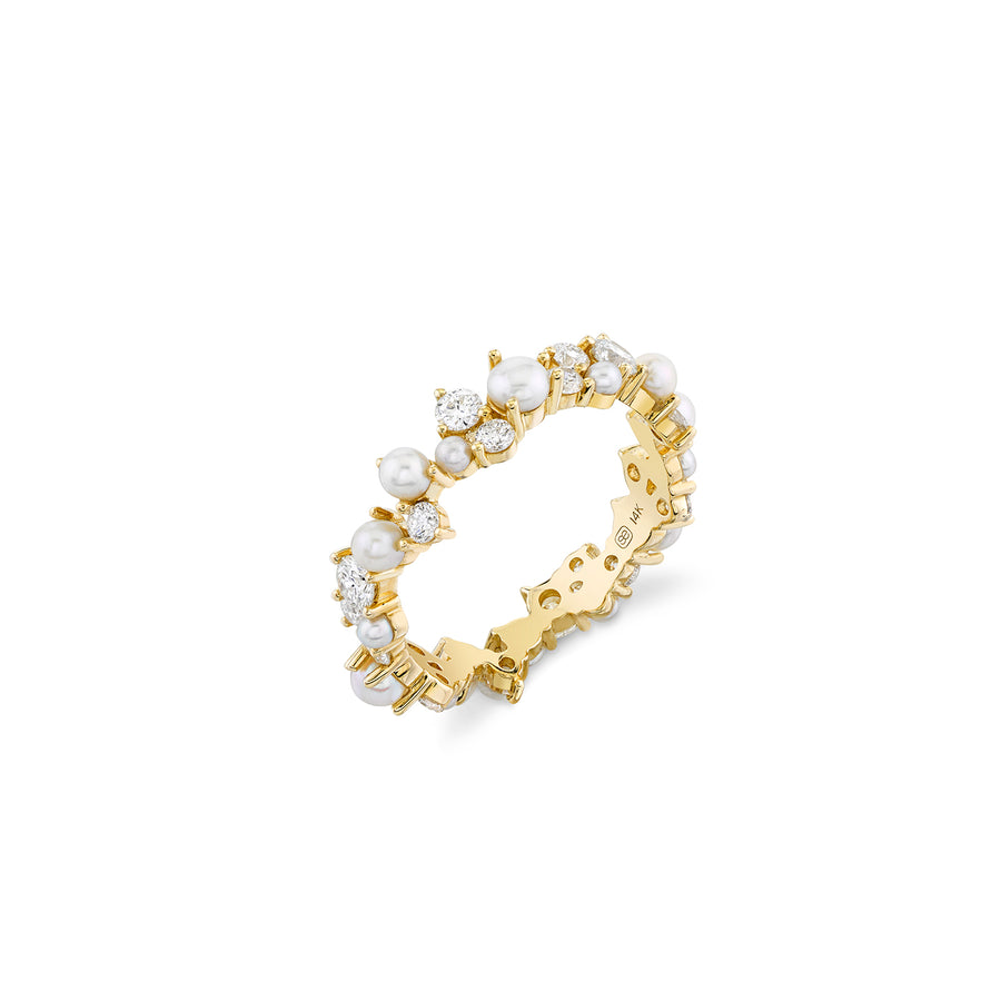 Gold & Diamond Pearl Cocktail Eternity Ring - Sydney Evan Fine Jewelry