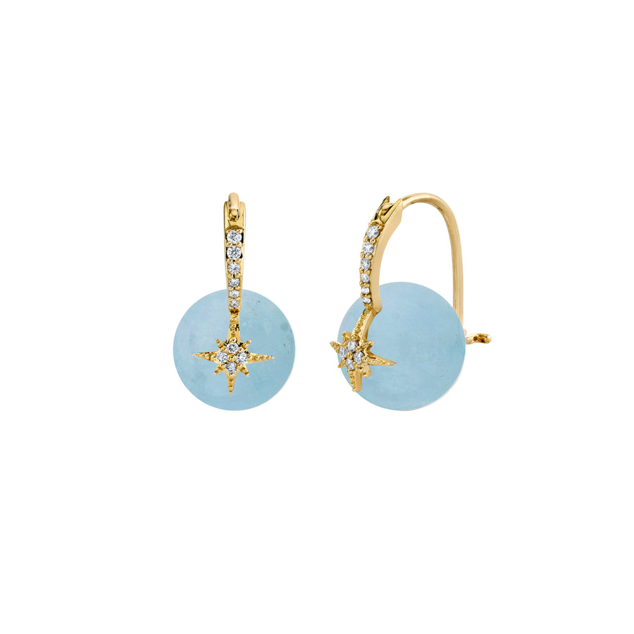 Gold & Diamond Starburst Aquamarine Earrings - Sydney Evan Fine Jewelry