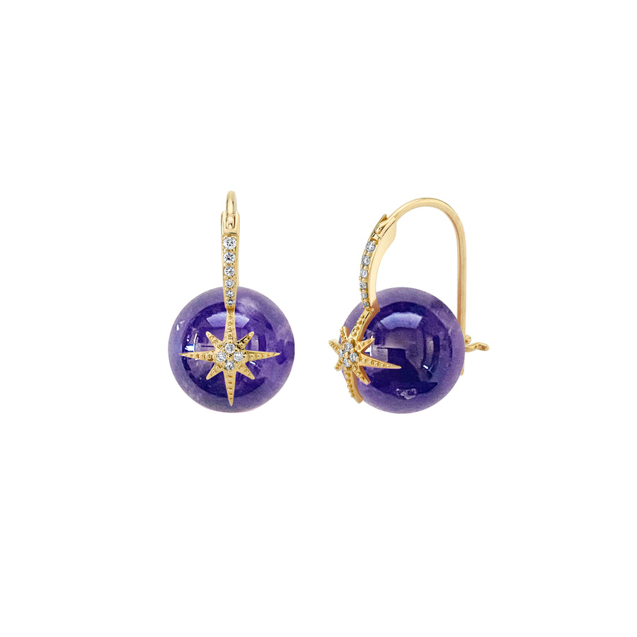 Gold & Diamond Starburst Amethyst Earrings - Sydney Evan Fine Jewelry