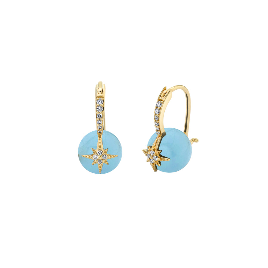 Gold & Diamond Starburst Aquamarine Earrings - Sydney Evan Fine Jewelry