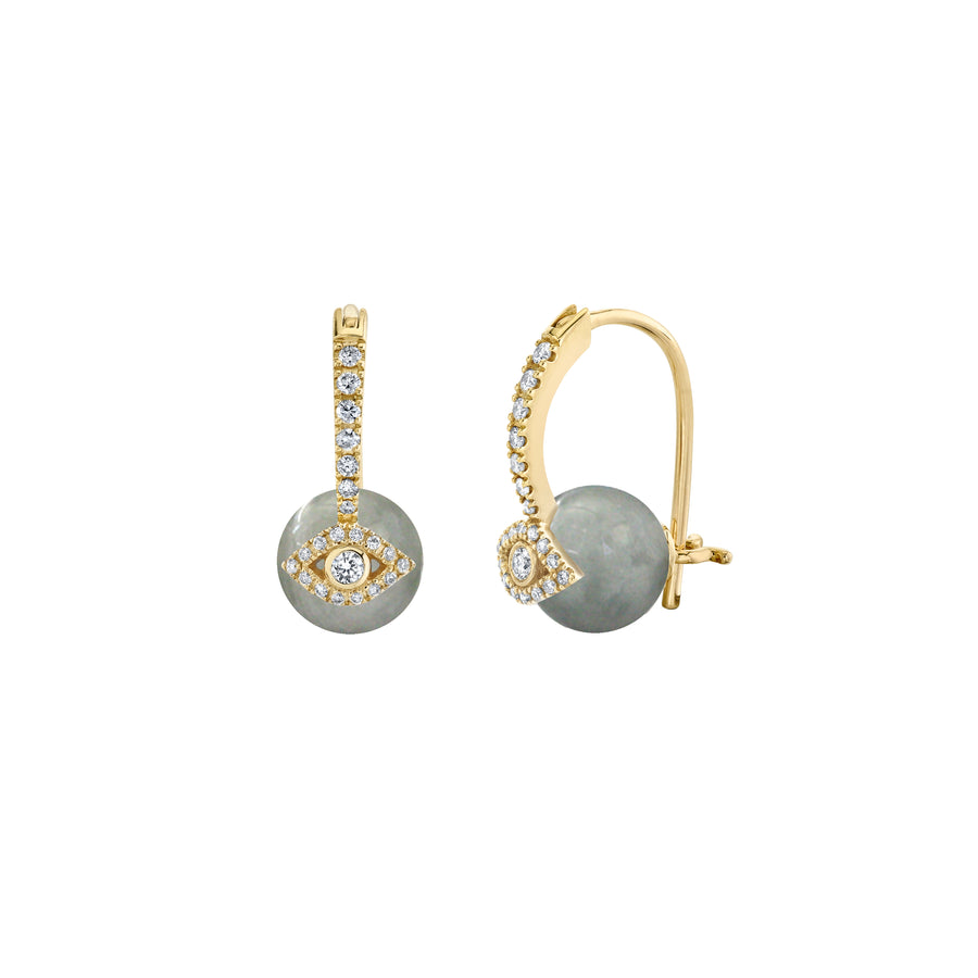 Gold & Diamond Eye Grey Cat's Eye Earrings - Sydney Evan Fine Jewelry