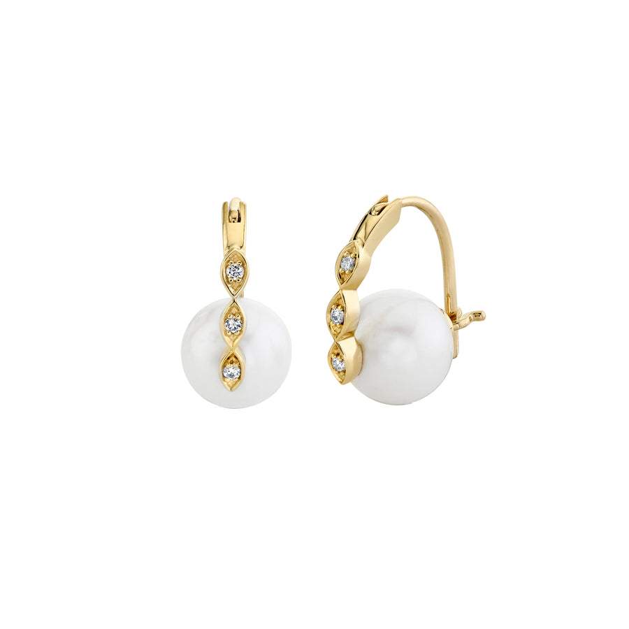 Gold & Diamond Marquise Eye Pearl Earrings - Sydney Evan Fine Jewelry