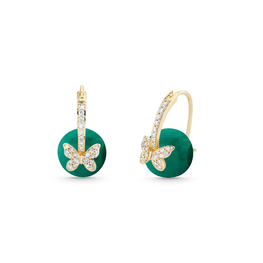 Gold & Diamond Butterfly Malachite Earrings - Sydney Evan Fine Jewelry