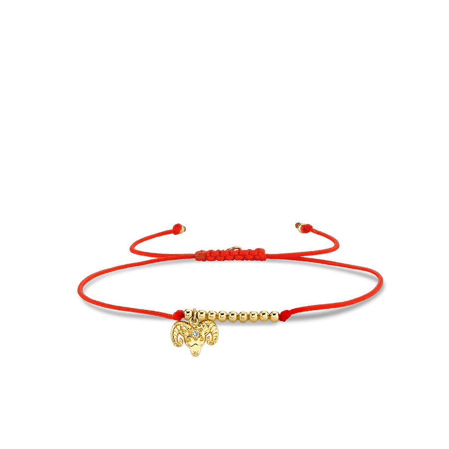 Gold & Diamond Tiny Aries Zodiac Cord Bracelet - Sydney Evan Fine Jewelry