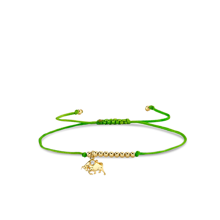 Gold & Diamond Tiny Taurus Zodiac Cord Bracelet - Sydney Evan Fine Jewelry