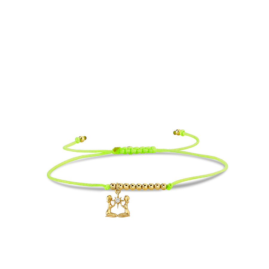 Gold & Diamond Tiny Gemini Zodiac Cord Bracelet - Sydney Evan Fine Jewelry