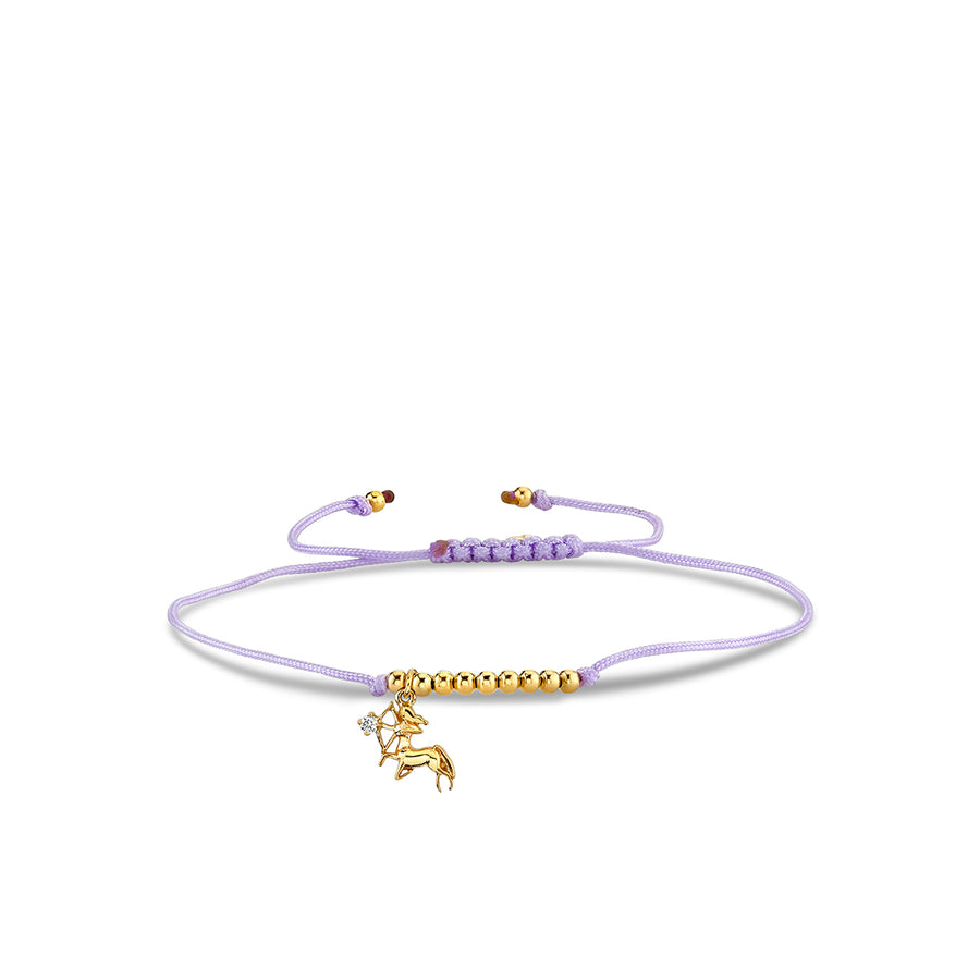 Gold & Diamond Tiny Sagittarius Zodiac Cord Bracelet - Sydney Evan Fine Jewelry