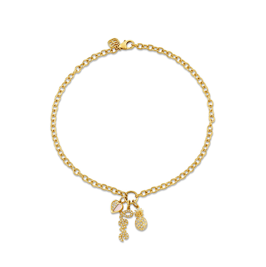 Gold & Diamond Cali Love Anklet - Sydney Evan Fine Jewelry