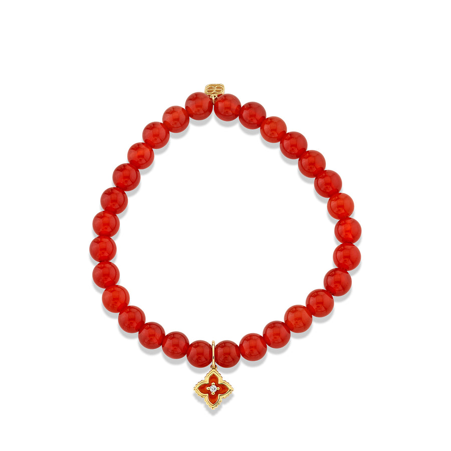 Gold & Diamond Mini Moroccan Flower on Carnelian - Sydney Evan Fine Jewelry