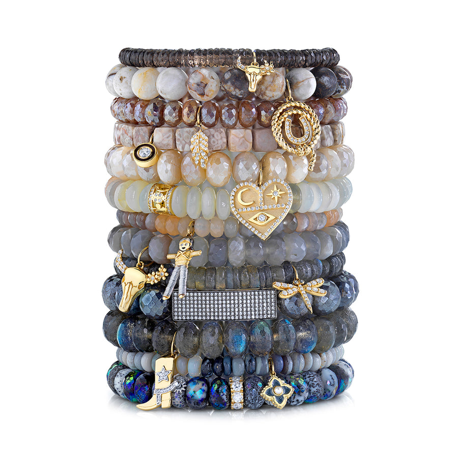 Gold & Diamond Lucky Rondelle on Multi Moonstone - Sydney Evan Fine Jewelry