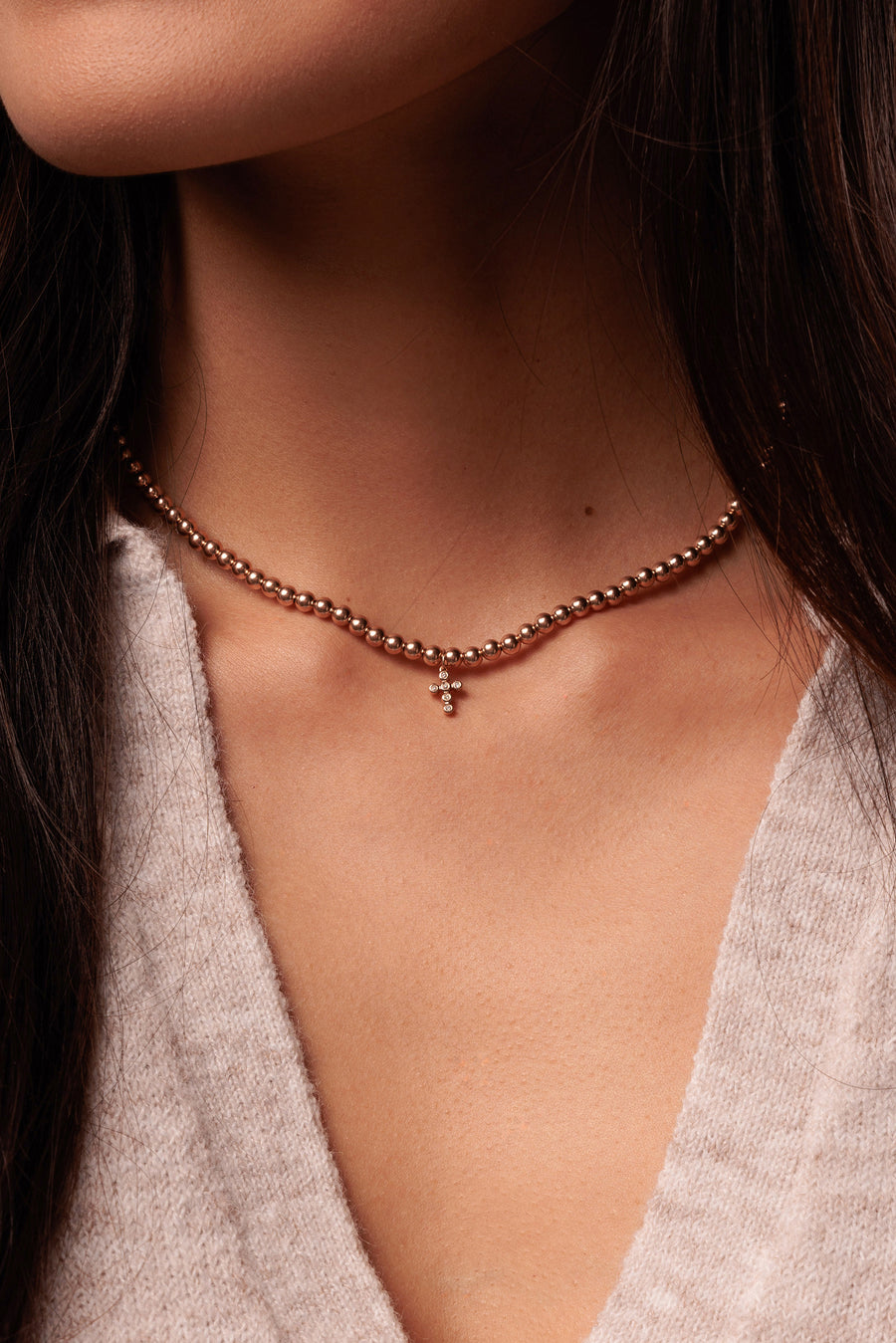 Rose Gold & Diamond Cross Necklace - Sydney Evan Fine Jewelry