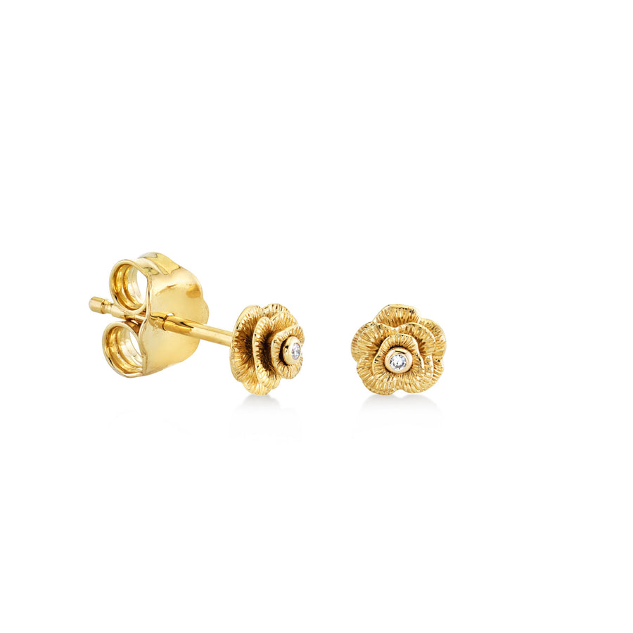 Kids Collection Gold & Diamond Tiny Rose Stud - Sydney Evan Fine Jewelry