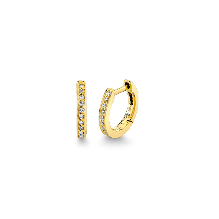 Gold & Diamond 7.5mm Huggie Hoop - Sydney Evan Fine Jewelry