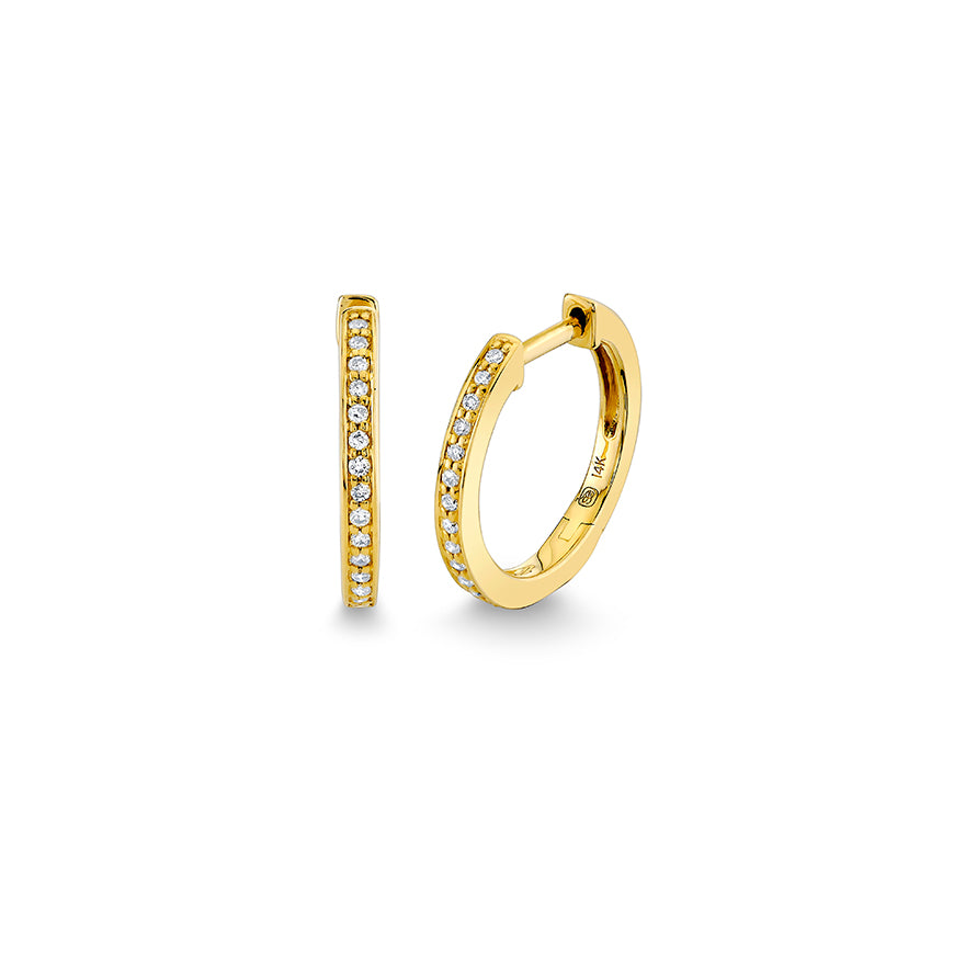 Gold & Diamond 10.5mm Huggie Hoop - Sydney Evan Fine Jewelry