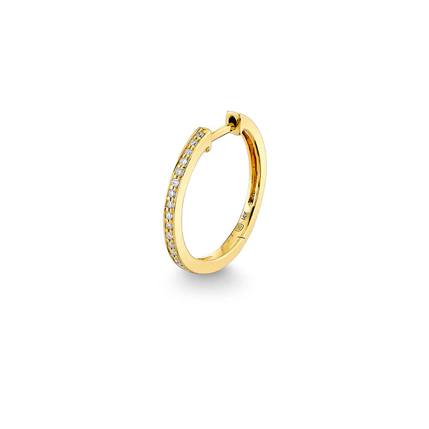 Gold & Diamond 13.5mm Huggie Hoop - Sydney Evan Fine Jewelry