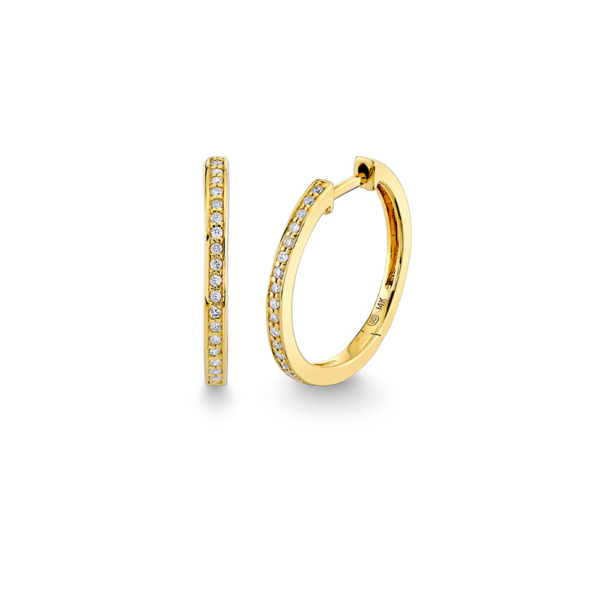 Gold & Diamond 13.5mm Huggie Hoop - Sydney Evan Fine Jewelry
